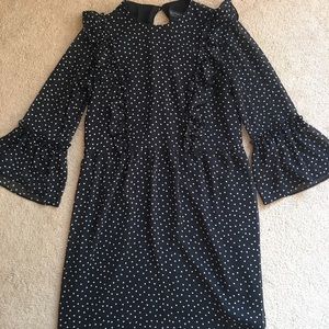 TOPSHOP Black & White Ruffle Dress Polka Dot Dress